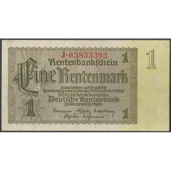 Alemania Weimar 1 Rentenmark 30 Ene 1937 P173b