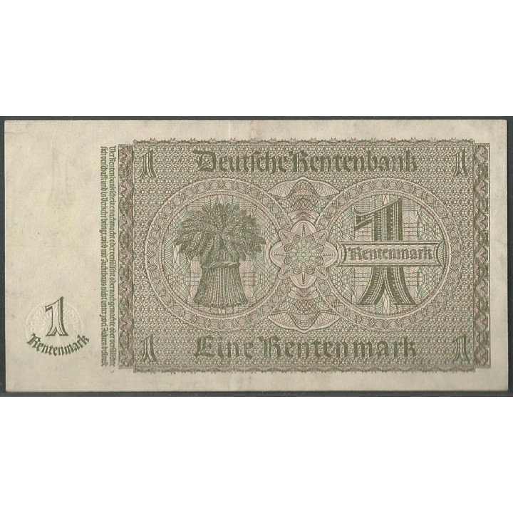 Alemania Weimar 1 Rentenmark 30 Ene 1937 P173b reverso