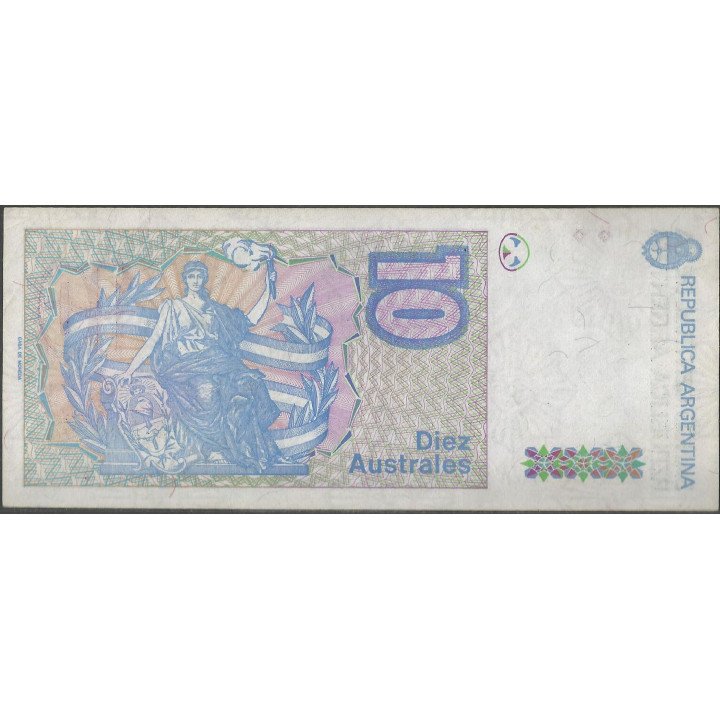 Argentina 10 Australes ND1986 Serie A P325a reverso