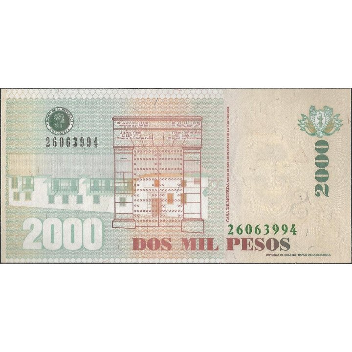 Billete de 2.000 Pesos 28 Ago 2013 BGW490R21 reverso