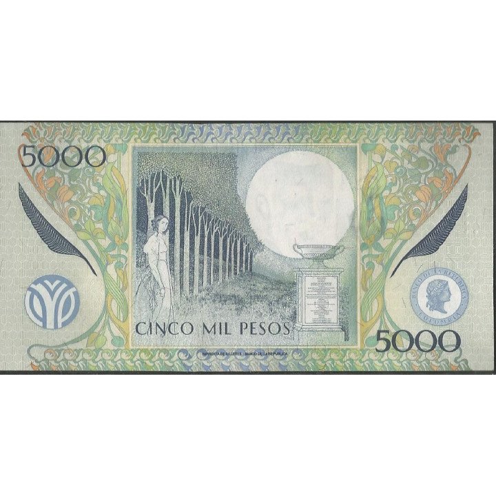 Billete de 5.000 Pesos 2 Ago 2014 BGW551 reverso