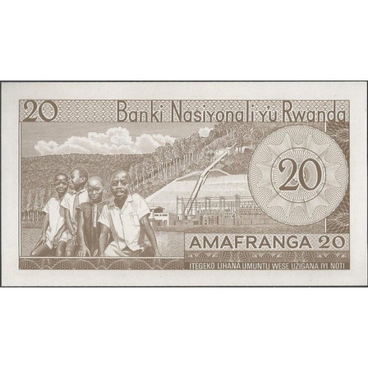 Rwanda 20 Francs 1 Ene 1976 P6e reverso