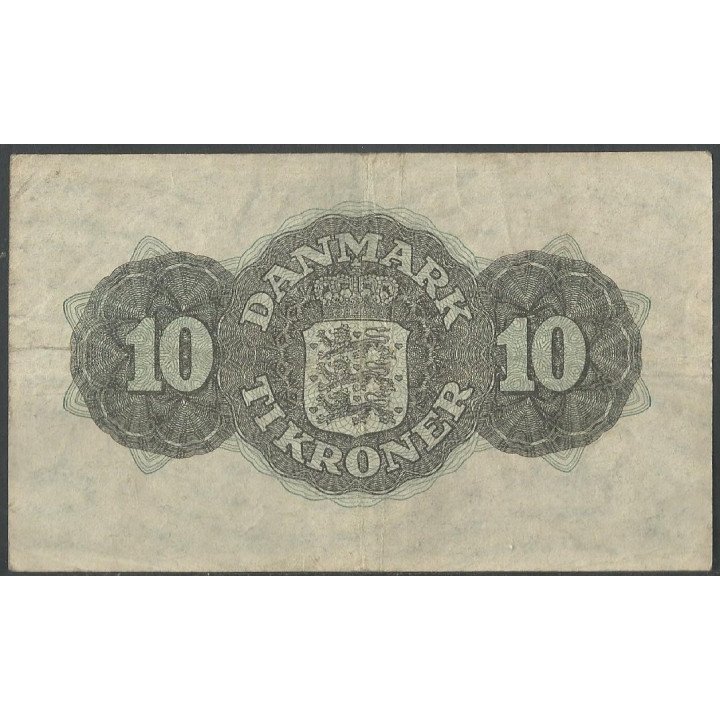 Dinamarca 10 Kroner 1947 P37e reverso
