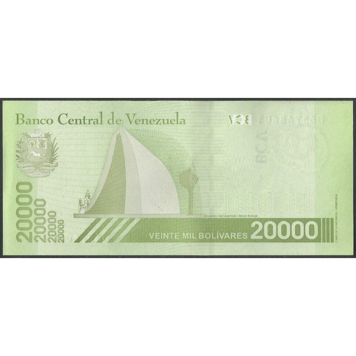 Venezuela 20.000 Bolivares 22 Ene 2019 B8 Dig P110 reverso