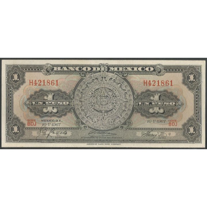 Mexico 1 Peso 10 May 1967 Serie BDJ P59j