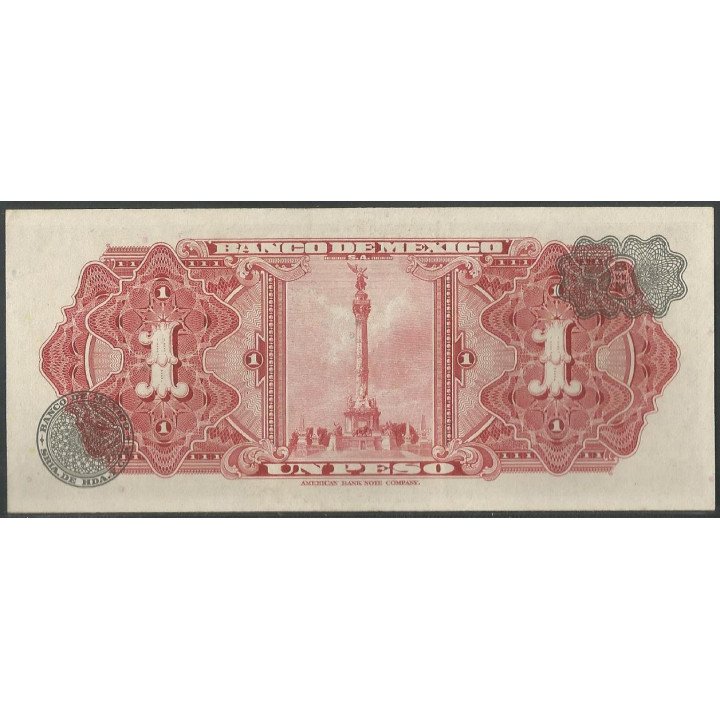 Mexico 1 Peso 10 May 1967 Serie BDJ P59j reverso