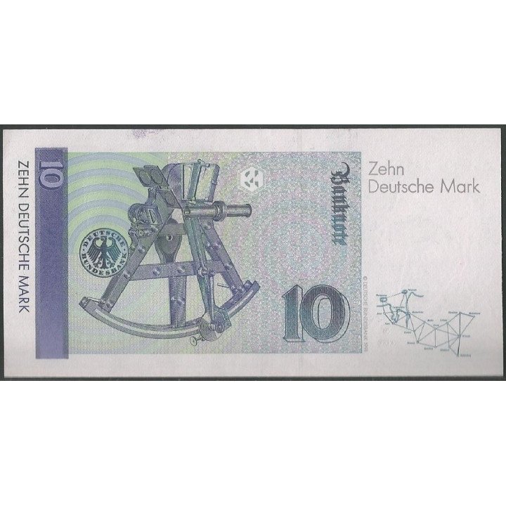 Alemania 10 Mark 2 Ene 1989 P38a reverso