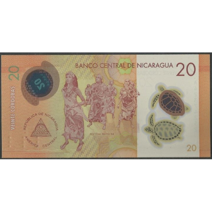 Nicaragua 20 Cordobas 8 Abr 2019 PNEW reverso