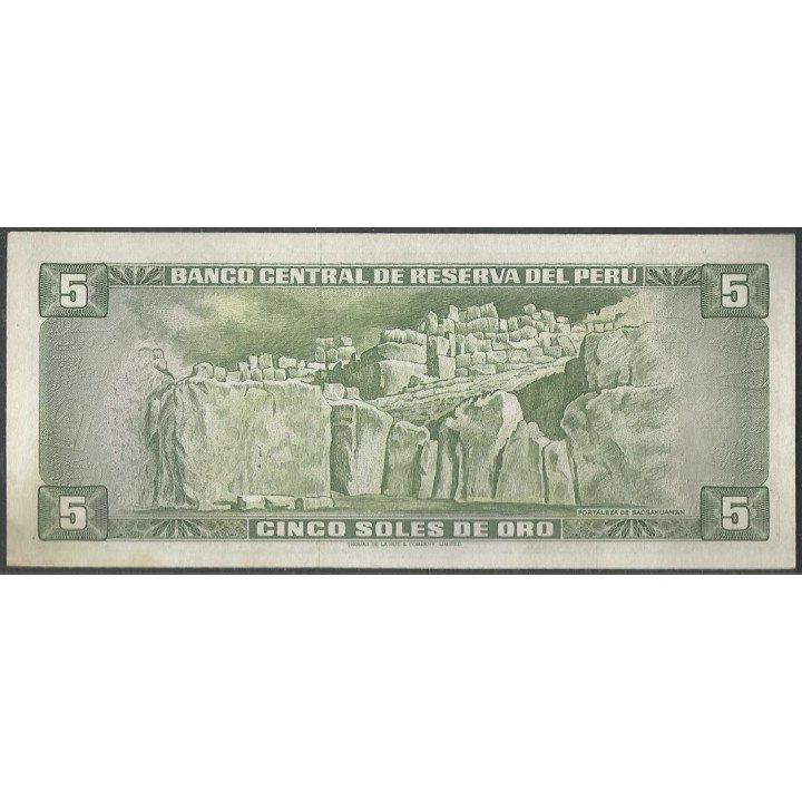 Peru 5 Soles 9 Sep 1971 P99b reverso