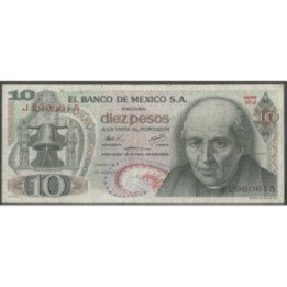 Mexico 10 Pesos 16 Oct 1974 Serie 1CJ P63g