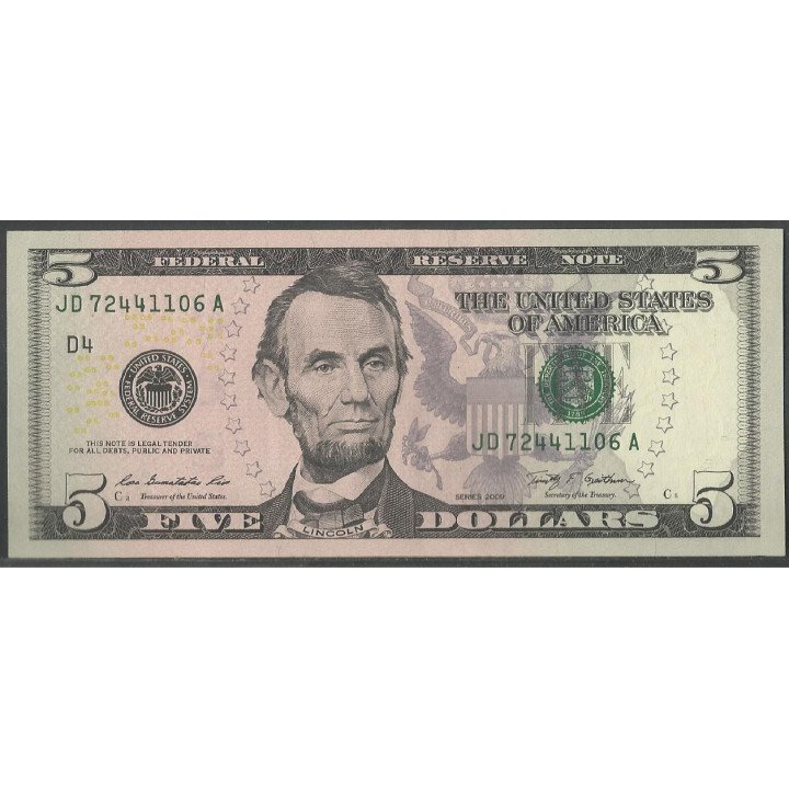 Estados Unidos 5 Dollars 2009 P531