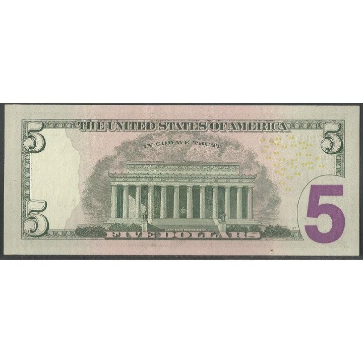 Estados Unidos 5 Dollars 2009 P531 reverso