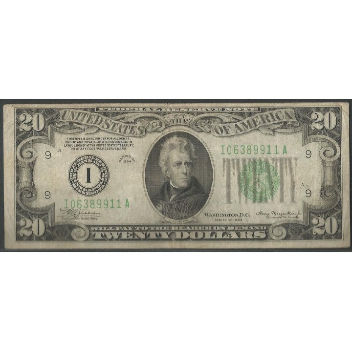 Estados Unidos 20 Dollars 1934 I P431D