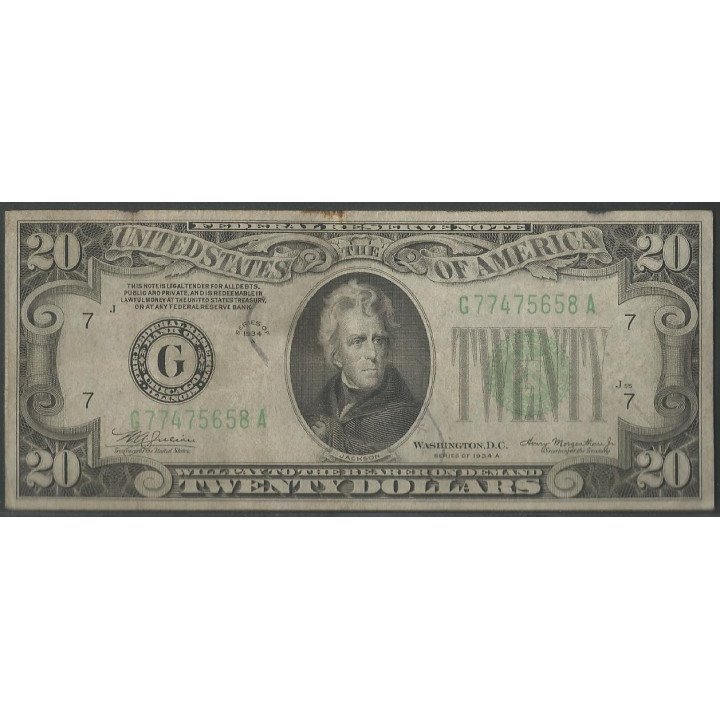 Estados Unidos 20 Dollars 1934A G P431Da