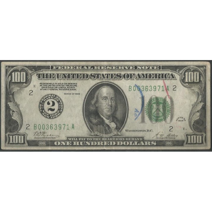 Estados Unidos 100 Dollars 1928 2 P424a