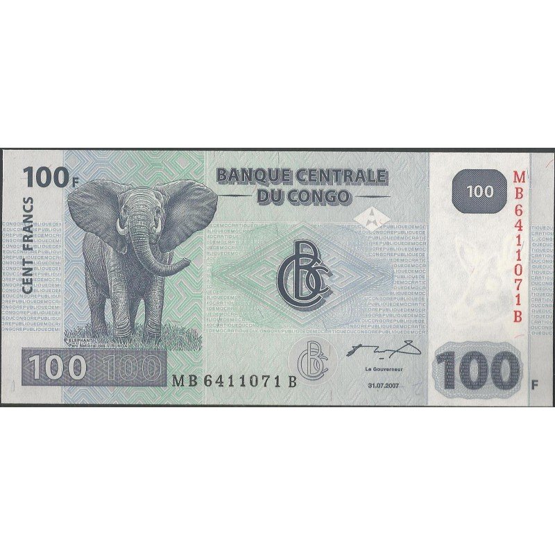 Rep. Democratica del Congo, 100 Francs 31 Jul 2007 P98a