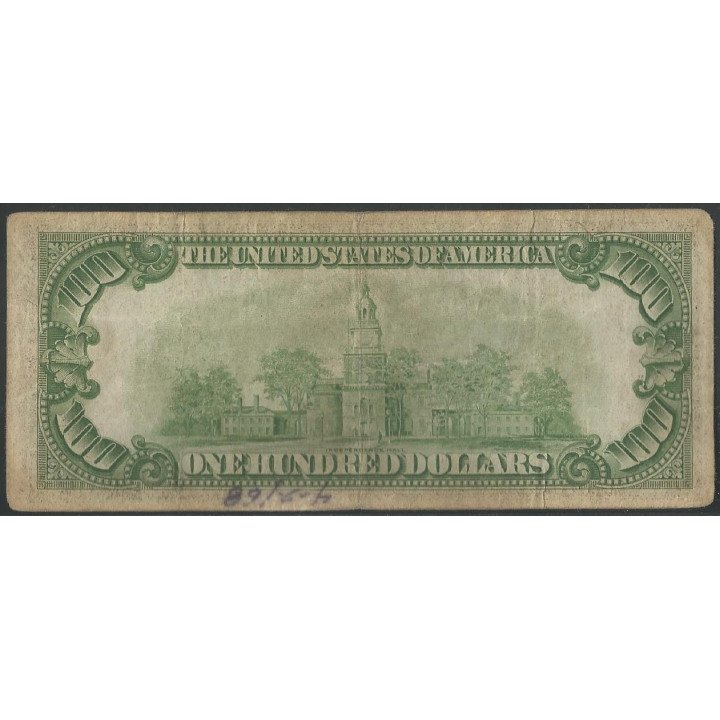 Estados Unidos 100 Dollars 1934A B P433Da reverso