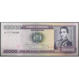 Bolivia 10.000 Pesos Bolivianos D 12 Feb 1984 SERIE A P169a