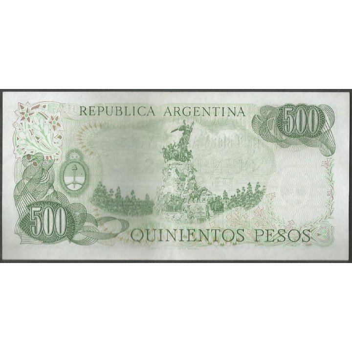 Argentina 500 Pesos ND1977-82 Serie A Reposicion P303a reverso