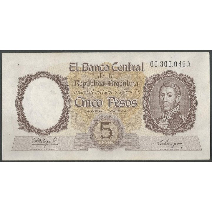 Argentina 5 Pesos ND1960-62 Serie A P275a