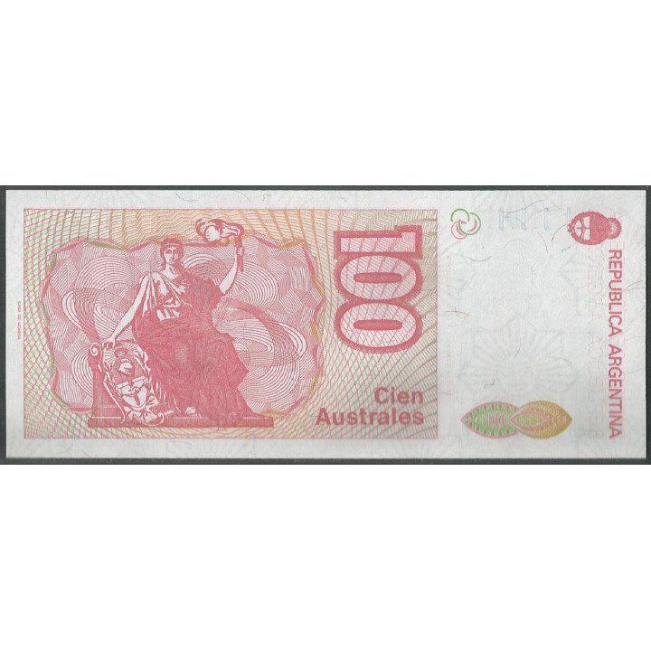 Argentina 100 Australes ND1985-90 Serie A Repos. P327b reverso