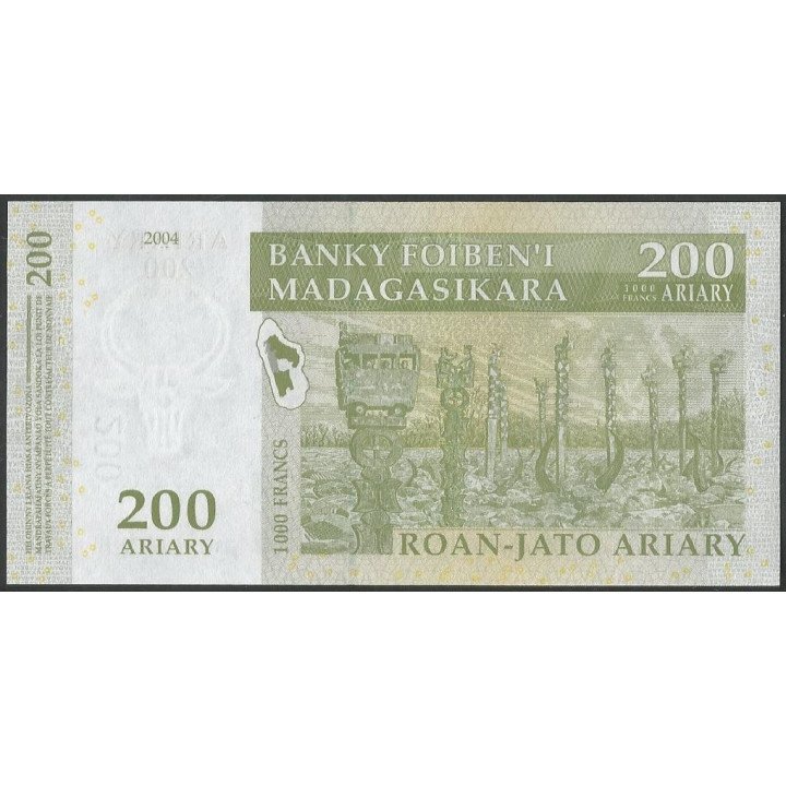 Madagascar 200 Ariari 2004 P87a reverso