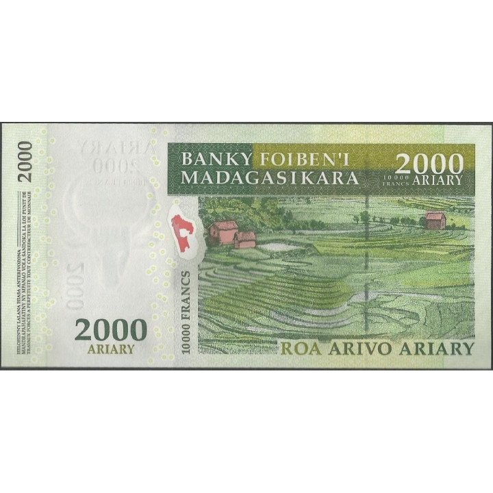 Madagascar 2.000 Ariary 2007 P93a reverso