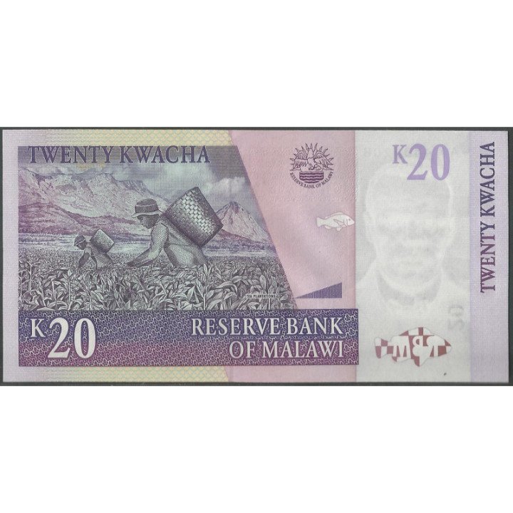 Malawi 20 Kwacha 1 Oct 2001 P44a reverso