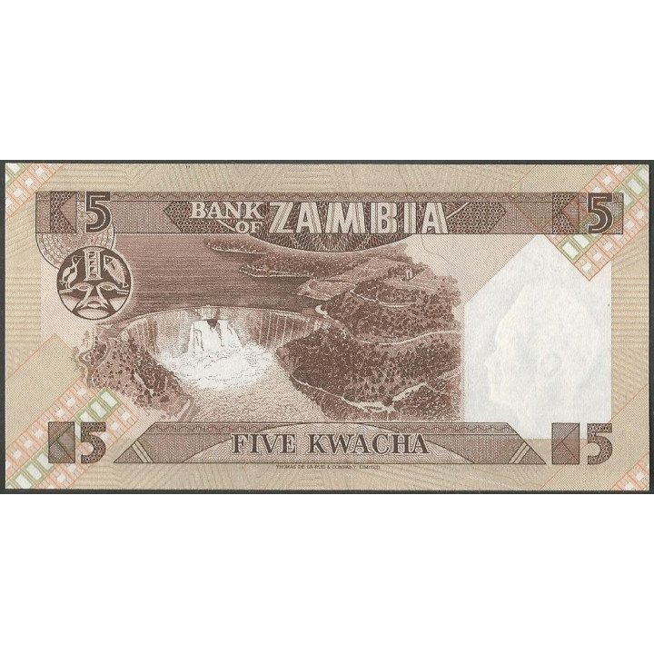 Zambia 5 Kwacha ND1980-88 P25d reverso