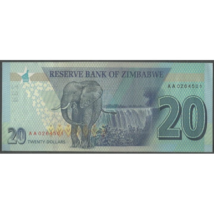 Zimbabwe 20 Dollars 2020 P104 reverso
