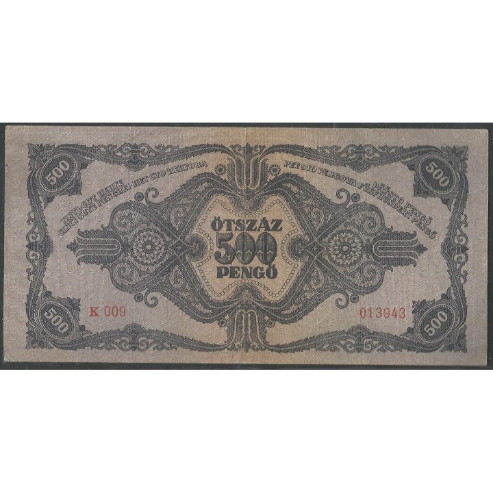 Hungria 500 Pengo 15 May 1945 P117 reverso