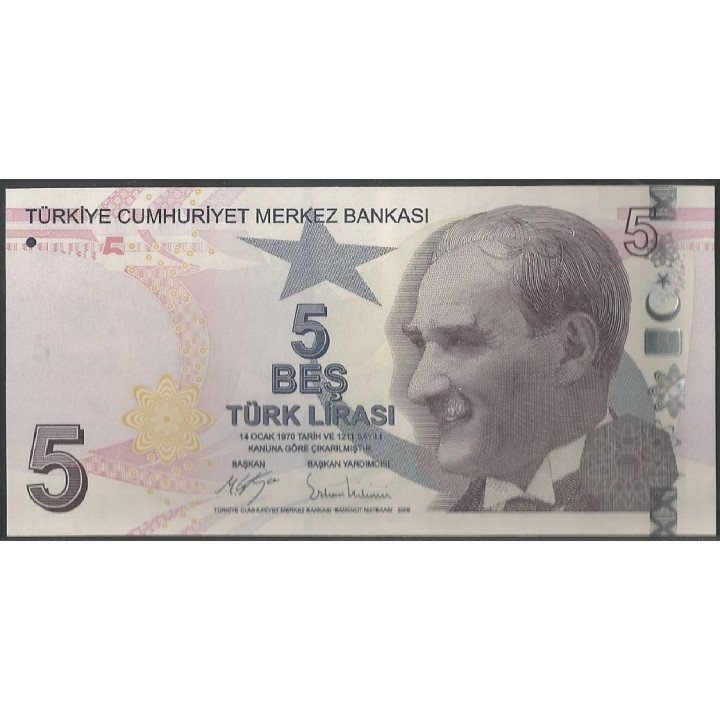 Turkya 5 Liras ND2009 P222c