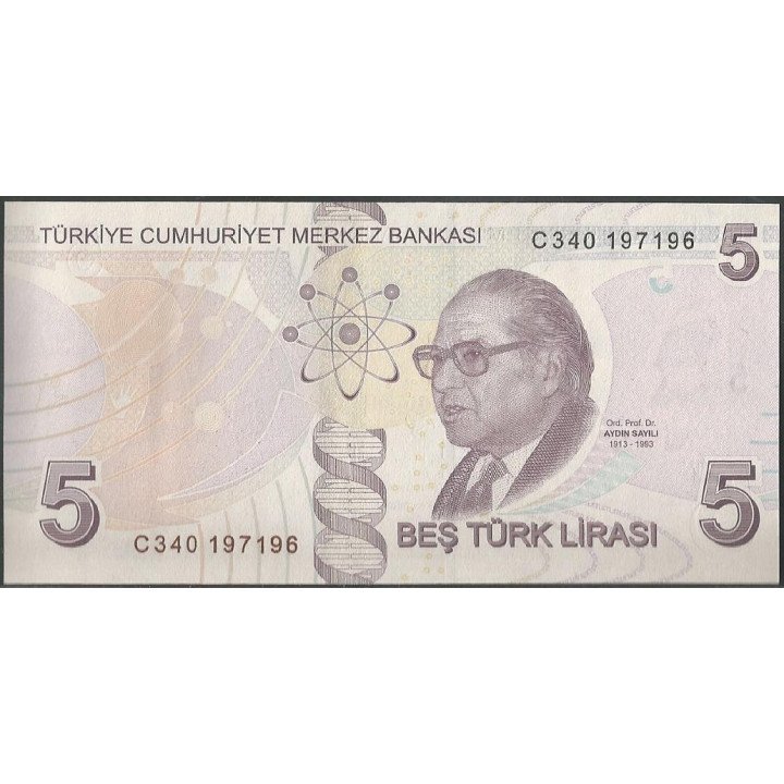 Turkya 5 Liras ND2009 P222c reverso