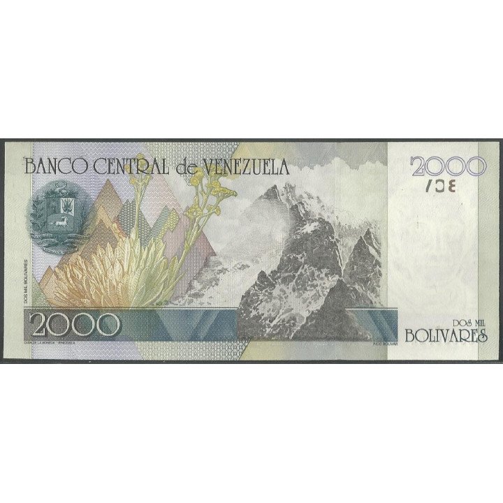Venezuela 2.000 Bolivares 29 Oct 1998 B 8 Dig P80 reverso