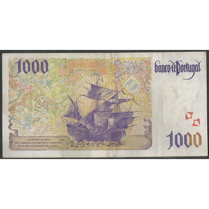 Portugal 1.000 Escudos 31 Oct 1996 P188b reverso