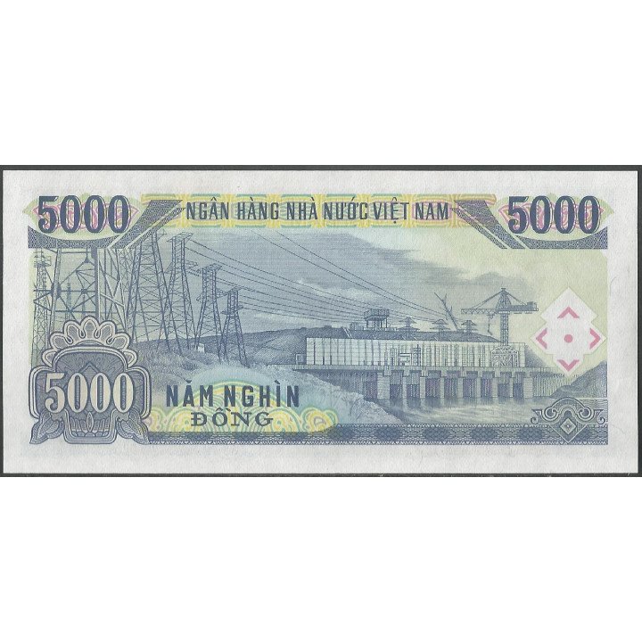 Vietnam 5.000 Dong 1991 P108a reverso