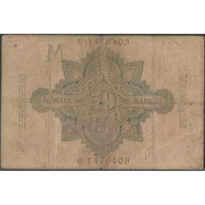 Alemania 50 Mark 10 Mar 1906 P26b reverso