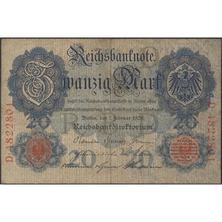 Alemania 20 Mark 7 Feb 1908 P31
