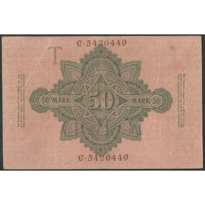 Alemania 50 Mark 21 Abr 1910 P41 reverso