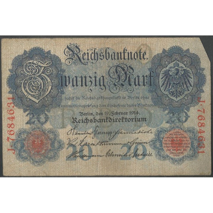 Alemania 20 Mark 19 Feb 1914 P46b