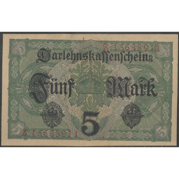 Alemania 5 Mark 1Ago 1917 P56b reverso
