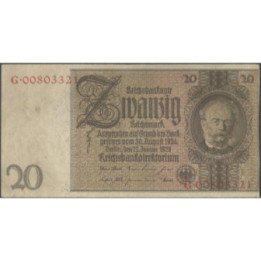 Alemania 20 Reichsmark 22 Ene 1929 P181b