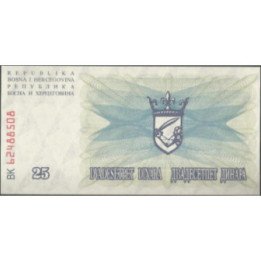 Bosnia & Herzegovina 25 Dinara 1 Jul 1992 P11a