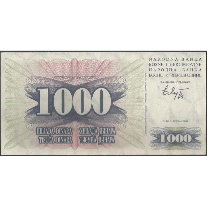 Bosnia & Herzegovina 1.000 Dinara 1 Jul 1992 P15a