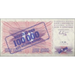 Bosnia & Herzegovina 100.000 Dinara 1 Sep 1993 P34a