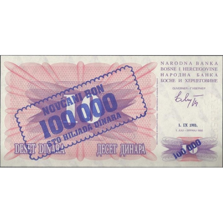 Bosnia & Herzegovina 100.000 Dinara 1 Sep 1993 P34a