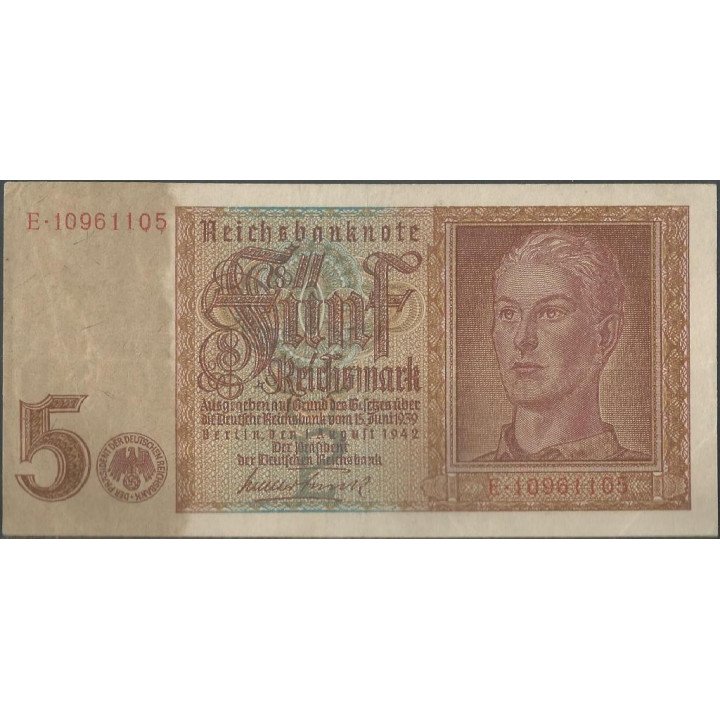 Alemania 3° Reich 5 Reichsmark 1 Ago 1942 P186a