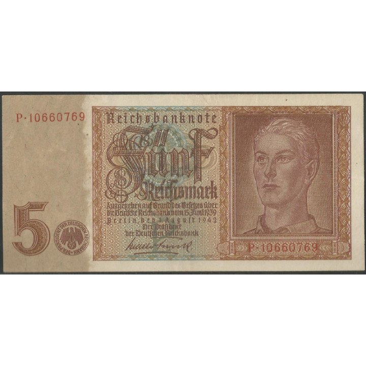 Alemania 3° Reich 5 Reichsmark 1 Ago 1942 P186b