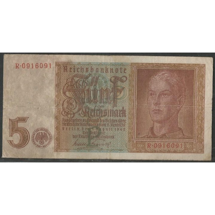 Alemania 3° Reich 5 Reichsmark 1 Ago 1942 P186b