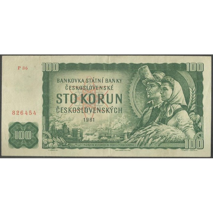 Checoeslovaquia 100 Korun 1961 Serie P P91b